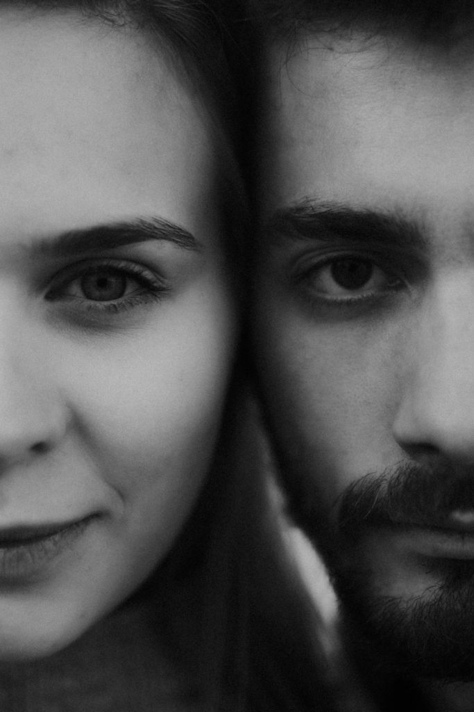 black and white couple portrait