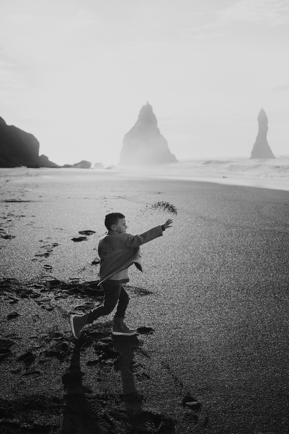 Kid playing on a beach